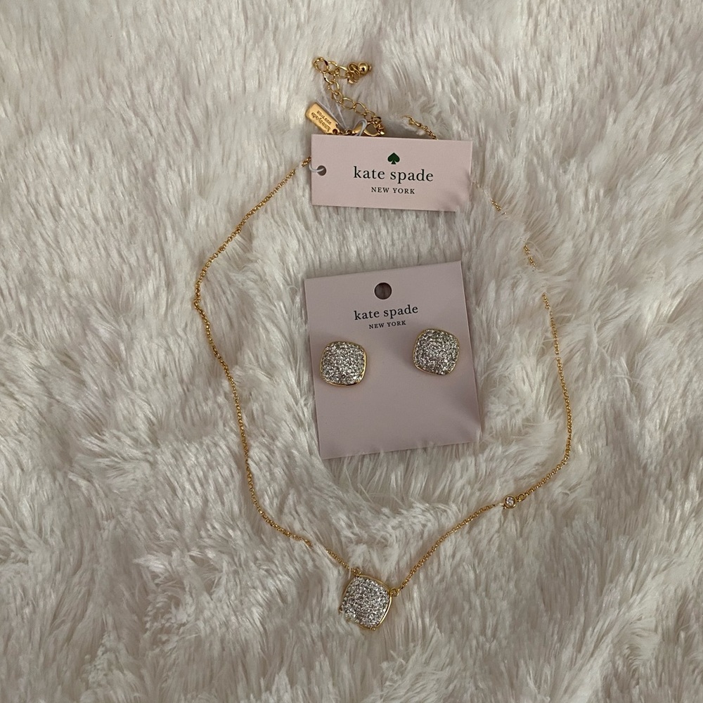 NWT- Kate Spade Earrings & Necklace Set Gold
